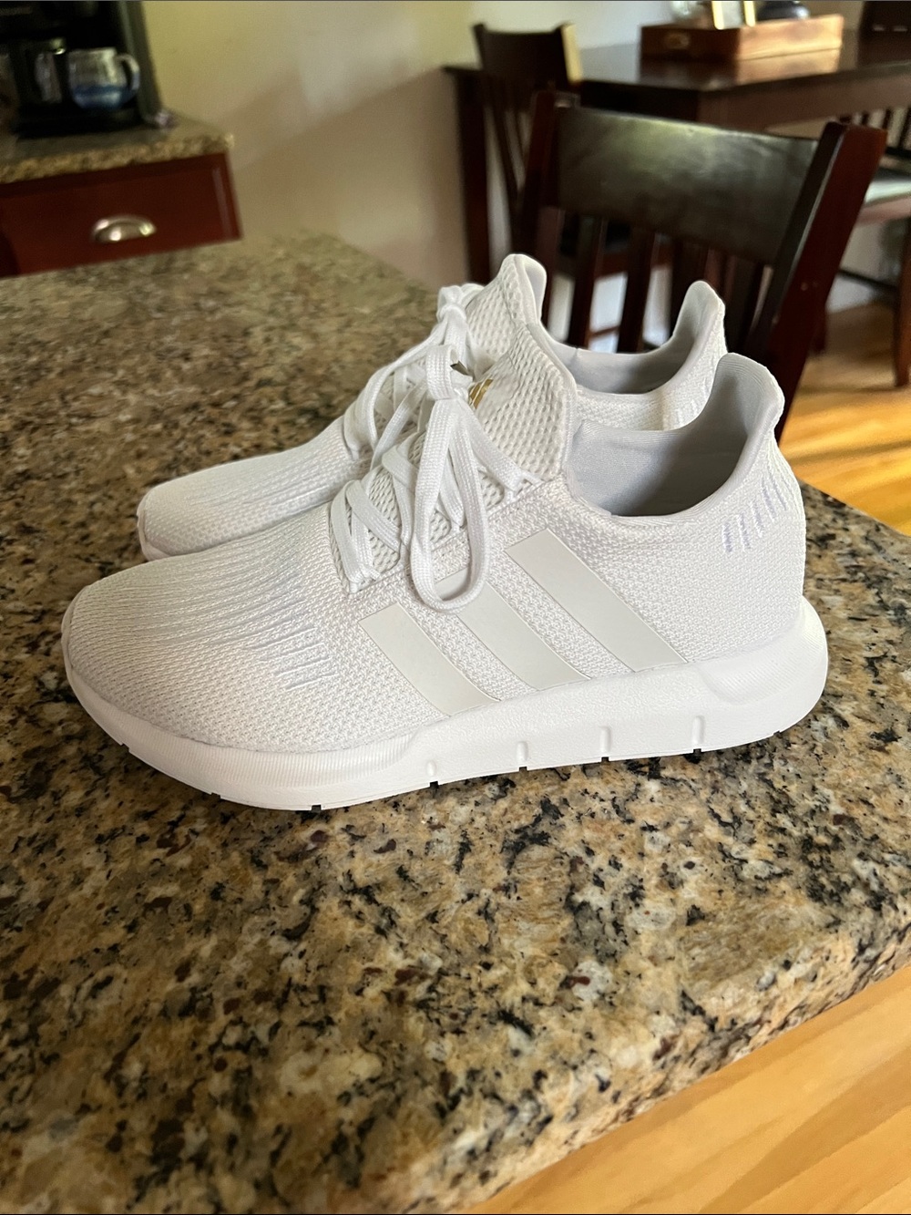 adidas All-White Knit Running Shoes